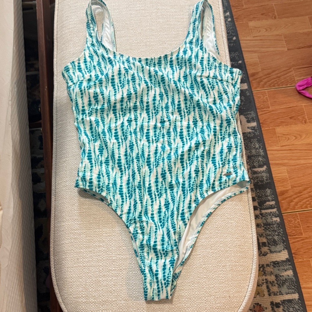 Blue and White Patterned Swimsuit